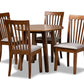 baxton studio lida modern and contemporary grey fabric upholstered and walnut brown finished wood 5 piece dining set | Modish Furniture Store-2