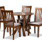 baxton studio marian modern and contemporary grey fabric upholstered and walnut brown finished wood 5 piece dining set | Modish Furniture Store-2