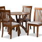 baxton studio bailey modern and contemporary grey fabric upholstered and walnut brown finished wood 5 piece dining set | Modish Furniture Store-2