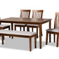 baxton studio minette modern and contemporary grey fabric upholstered and walnut brown finished wood 6 piece dining set | Modish Furniture Store-2