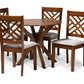 baxton studio norah modern and contemporary grey fabric upholstered and walnut brown finished wood 5 piece dining set | Modish Furniture Store-2