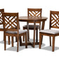 baxton studio alena modern and contemporary grey fabric upholstered and walnut brown finished wood 5 piece dining set | Modish Furniture Store-2