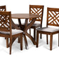 baxton studio edona modern and contemporary grey fabric upholstered and walnut brown finished wood 5 piece dining set | Modish Furniture Store-2
