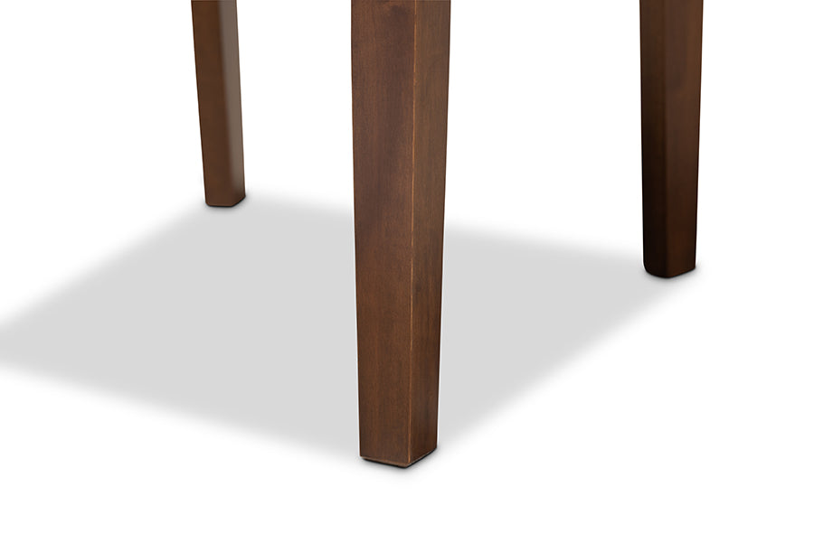 Baxton Studio Caron Modern and Contemporary Grey Fabric Upholstered Walnut Brown Finished 4-Piece Wood Dining Chair Set Set | Modishstore | Dining Chairs - 2