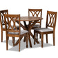baxton studio maya modern and contemporary grey fabric upholstered and walnut brown finished wood 5 piece dining set | Modish Furniture Store-2
