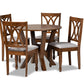 baxton studio irene modern and contemporary grey fabric upholstered and walnut brown finished wood 5 piece dining set | Modish Furniture Store-2