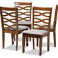Baxton Studio Elijah Modern and Contemporary Grey Fabric Upholstered and Walnut Brown Finished Wood 4-Piece Dining Chair Set | Modishstore | Dining Chairs - 4