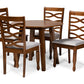 baxton studio darina modern and contemporary grey fabric upholstered and walnut brown finished wood 5 piece dining set | Modish Furniture Store-2