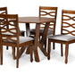 baxton studio ariane modern and contemporary grey fabric upholstered and walnut brown finished wood 5 piece dining set | Modish Furniture Store-2