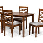 baxton studio mirna modern and contemporary grey fabric upholstered and walnut brown finished wood 5 piece dining set | Modish Furniture Store-2