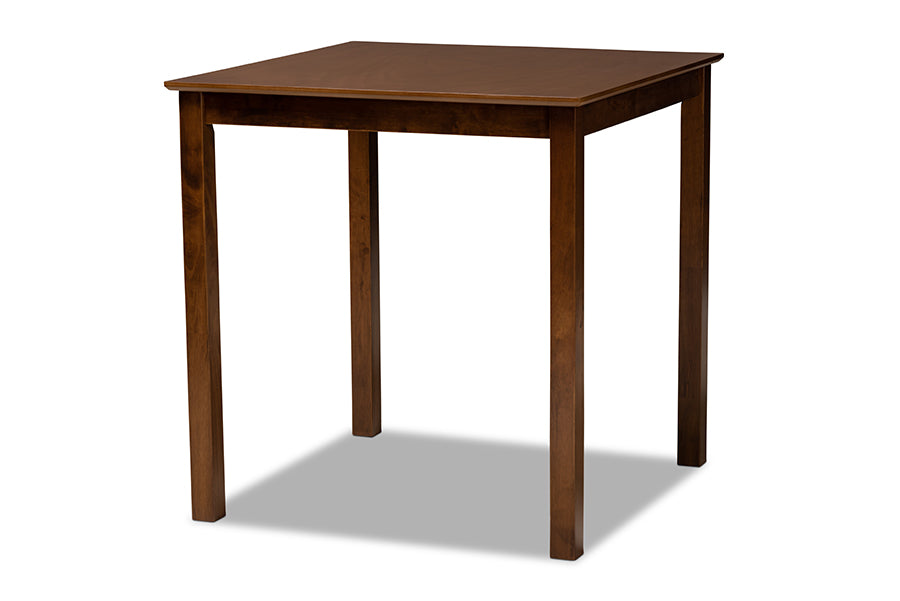 Baxton Studio Lenoir Modern and Contemporary Grey Fabric Upholstered Walnut Brown Finished 5-Piece Wood Pub Set | Dining Sets | Modishstore - 5