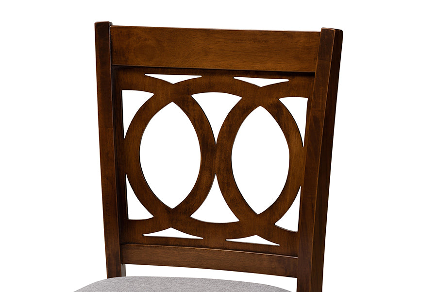 Baxton Studio Lenoir Modern and Contemporary Grey Fabric Upholstered Walnut Brown Finished 5-Piece Wood Pub Set | Dining Sets | Modishstore - 6