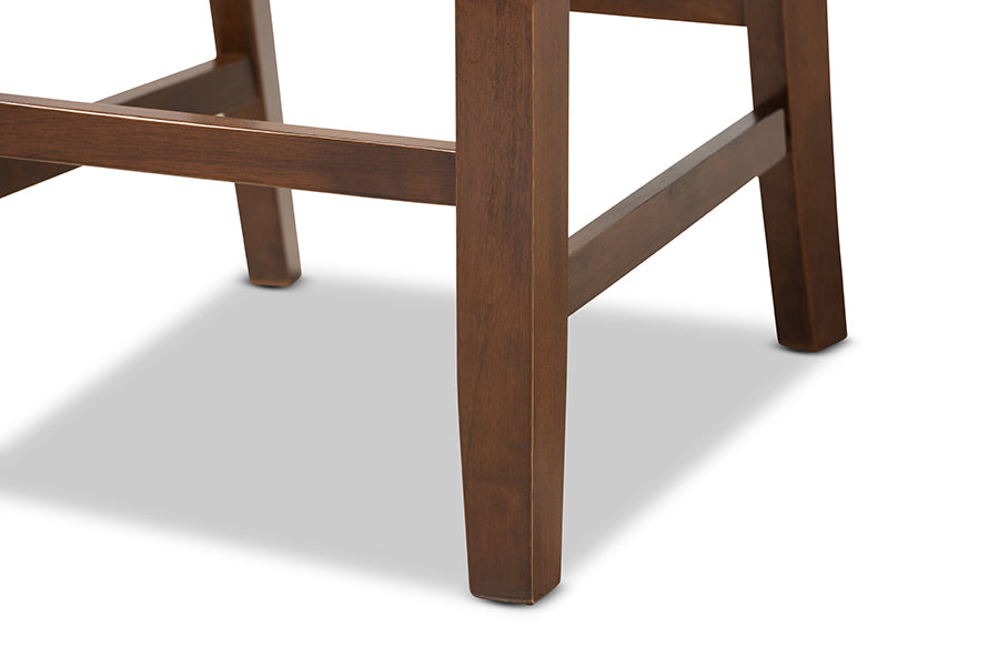 Baxton Studio Lenoir Modern and Contemporary Grey Fabric Upholstered Walnut Brown Finished 5-Piece Wood Pub Set | Dining Sets | Modishstore - 8