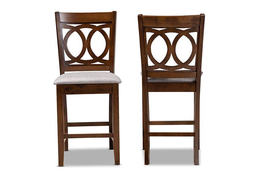 Baxton Studio Lenoir Modern Grey Fabric Wood 2-Piece Counter Height Pub Chair Set | Counter Stools | Modishstore - 6