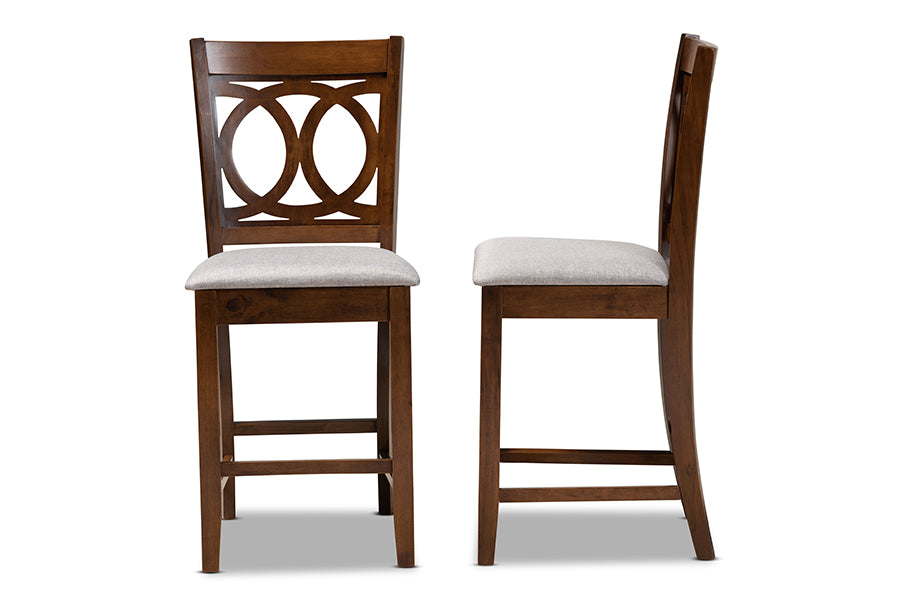 Baxton Studio Lenoir Modern Grey Fabric Wood 2-Piece Counter Height Pub Chair Set | Counter Stools | Modishstore - 5