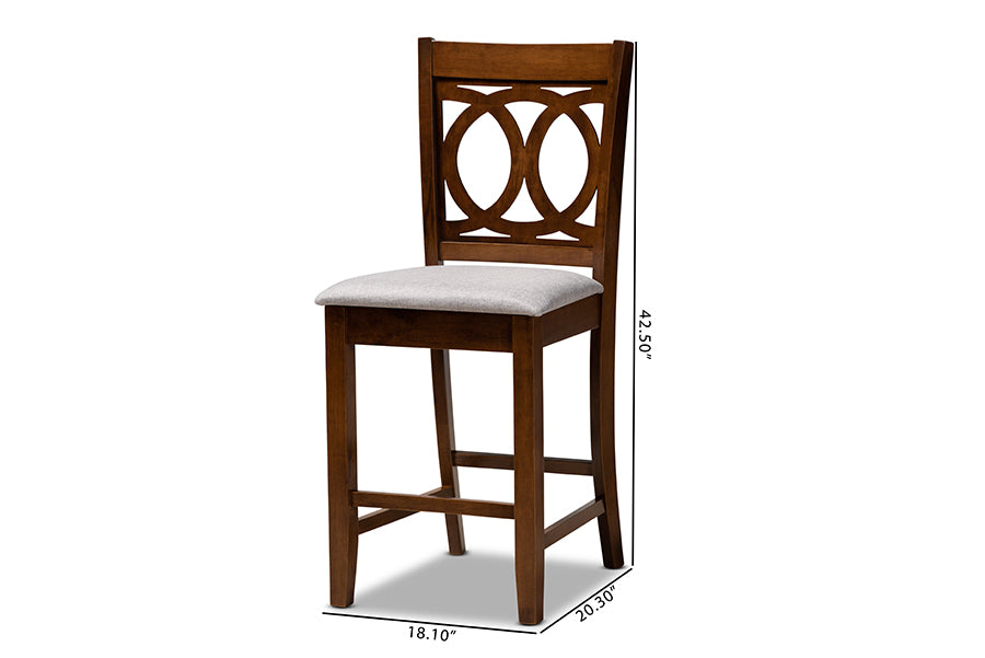Baxton Studio Lenoir Modern Grey Fabric Wood 2-Piece Counter Height Pub Chair Set | Counter Stools | Modishstore - 7