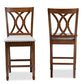 Baxton Studio Reneau Modern and Contemporary Grey Fabric Upholstered Walnut Brown Finished 2-Piece Wood Counter Height Pub Chair Set  Set | Modishstore | Dining Chairs - 3