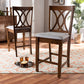 Baxton Studio Reneau Modern and Contemporary Grey Fabric Upholstered Walnut Brown Finished 2-Piece Wood Counter Height Pub Chair Set  Set | Modishstore | Dining Chairs
