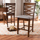 Baxton Studio Lanier Modern and Contemporary Grey Fabric Upholstered Walnut Brown Finished 2-Piece Wood Counter Height Pub Chair Set Set | Modishstore | Dining Chairs