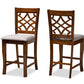 Baxton Studio Nisa Modern and Contemporary Grey Fabric Upholstered and Walnut Brown Finished Wood 2-Piece Counter Stool Set | Modishstore | Dining Chairs - 4