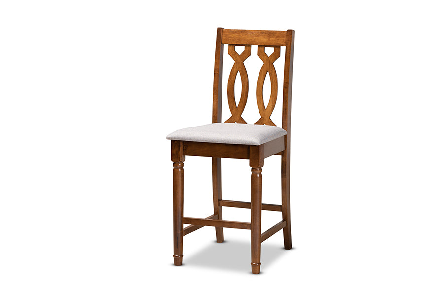 baxton studio darcie modern and contemporary grey fabric upholstered and walnut brown finished wood 5 piece pub set | Modish Furniture Store-3