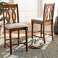 Baxton Studio Darcie Modern and Contemporary Grey Fabric Upholstered and Walnut Brown Finished Wood 2-Piece Counter Stool Set | Modishstore | Counter Stools