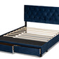 Baxton Studio Caronia Modern and Contemporary Navy Blue Velvet Fabric Upholstered 2-Drawer Queen Size Platform Storage Bed | Beds | Modishstore - 8