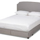 baxton studio larese light grey fabric upholstered 2 drawer king size platform storage bed | Modish Furniture Store-2