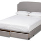 baxton studio larese light grey fabric upholstered 2 drawer king size platform storage bed | Modish Furniture Store-3