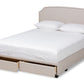baxton studio larese beige fabric upholstered 2 drawer queen size platform storage bed | Modish Furniture Store-3