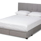 baxton studio netti light grey fabric upholstered 2 drawer king size platform storage bed | Modish Furniture Store-2