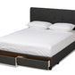 baxton studio netti dark grey fabric upholstered 2 drawer queen size platform storage bed | Modish Furniture Store-3