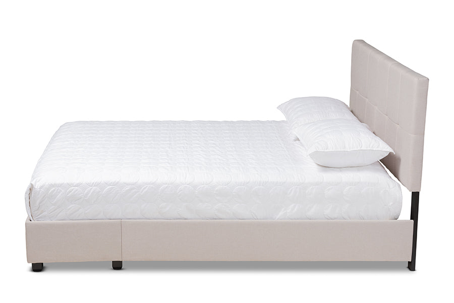 Baxton Studio Netti Beige Fabric Upholstered 2-Drawer King Size Platform Storage Bed | Beds | Modishstore - 4
