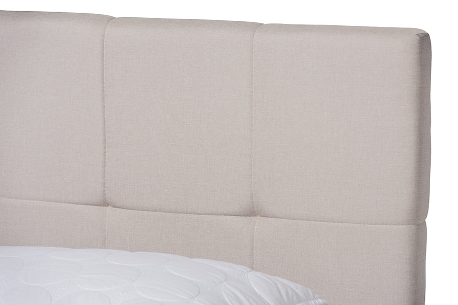 Baxton Studio Netti Beige Fabric Upholstered 2-Drawer King Size Platform Storage Bed | Beds | Modishstore - 5