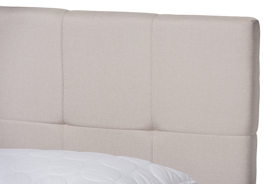 Baxton Studio Netti Beige Fabric Upholstered 2-Drawer King Size Platform Storage Bed | Beds | Modishstore - 5