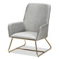 baxton studio sennet glam and luxe grey velvet fabric upholstered gold finished armchair | Modish Furniture Store-2