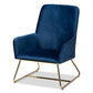 baxton studio sennet glam and luxe navy blue velvet fabric upholstered gold finished armchair | Modish Furniture Store-2