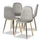 Baxton Studio Elyse Glam and Luxe Grey Velvet Fabric Upholstered Gold Finished 4-Piece Metal Dining Chair Set | Modishstore | Dining Chairs - 4