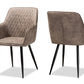 Baxton Studio Belen Modern and Contemporary Grey and Brown Imitation Leather Upholstered 2-Piece Metal Dining Chair Set | Modishstore | Dining Chairs - 4