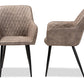 Baxton Studio Belen Modern and Contemporary Grey and Brown Imitation Leather Upholstered 2-Piece Metal Dining Chair Set | Modishstore | Dining Chairs - 2
