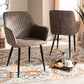 Baxton Studio Belen Modern and Contemporary Grey and Brown Imitation Leather Upholstered 2-Piece Metal Dining Chair Set | Modishstore | Dining Chairs