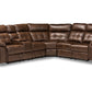 baxton studio vesa modern and contemporary brown leather like fabric upholstered 6 piece sectional recliner sofa with 2 reclining seats | Modish Furniture Store-2