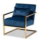 baxton studio mira glam and luxe navy blue velvet fabric upholstered gold finished metal lounge chair | Modish Furniture Store-2