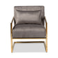 baxton studio mira glam and luxe grey velvet fabric upholstered gold finished metal lounge chair | Modish Furniture Store-3