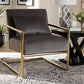 Baxton Studio Mira Glam and Luxe Grey Velvet Fabric Upholstered Gold Finished Metal Lounge Chair | Modishstore | Lounge Chairs