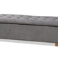 baxton studio roanoke modern and contemporary grey velvet fabric upholstered grid tufted storage ottoman bench | Modish Furniture Store-2