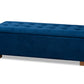 baxton studio roanoke modern and contemporary navy blue velvet fabric upholstered grid tufted storage ottoman bench | Modish Furniture Store-2