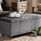 Baxton Studio Kaylee Modern and Contemporary Grey Velvet Fabric Upholstered Button-Tufted Storage Ottoman Bench | Modishstore | Ottomans