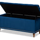 baxton studio kaylee modern and contemporary navy blue velvet fabric upholstered button tufted storage ottoman bench | Modish Furniture Store-3