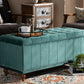 Baxton Studio Kaylee Modern and Contemporary Teal Blue Velvet Fabric Upholstered Button-Tufted Storage Ottoman Bench | Modishstore | Ottomans